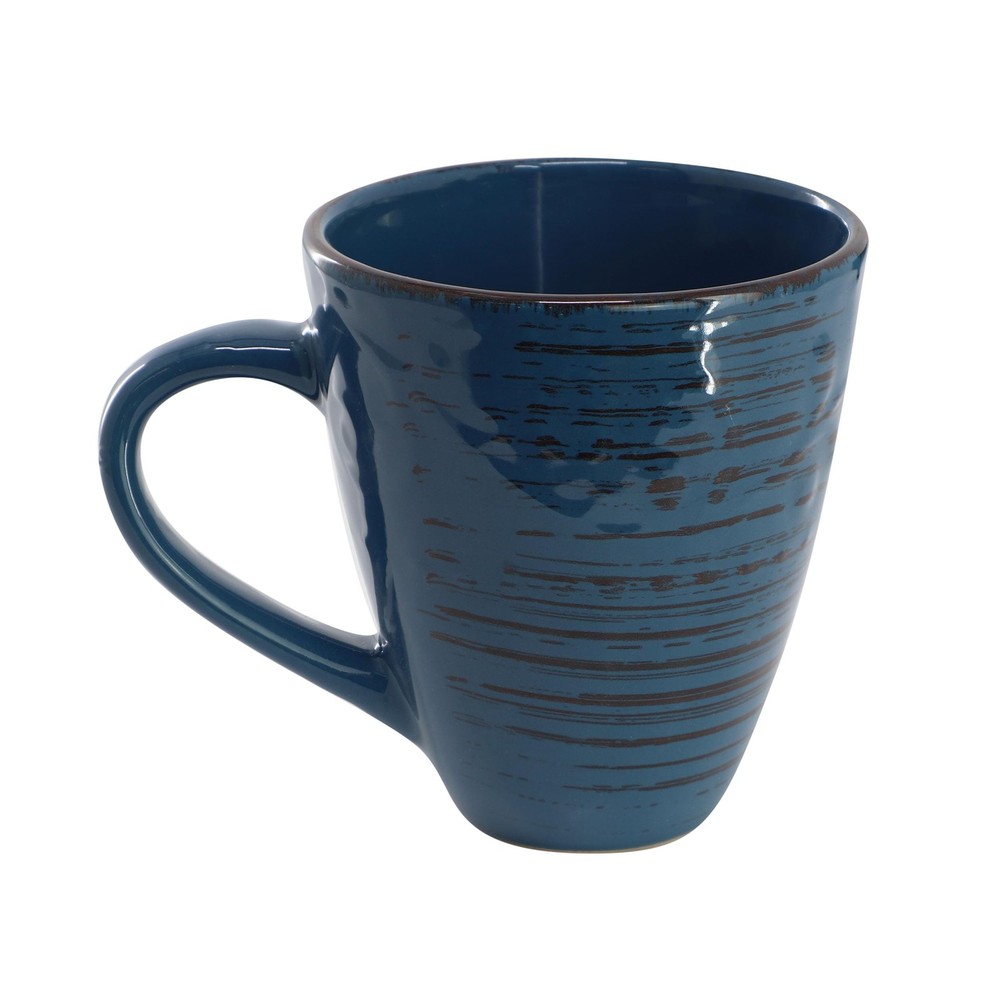 Malibu Deep Ocean-Piece Stoneware Embossed Pattern Reactive Deep Ocean Blue 16