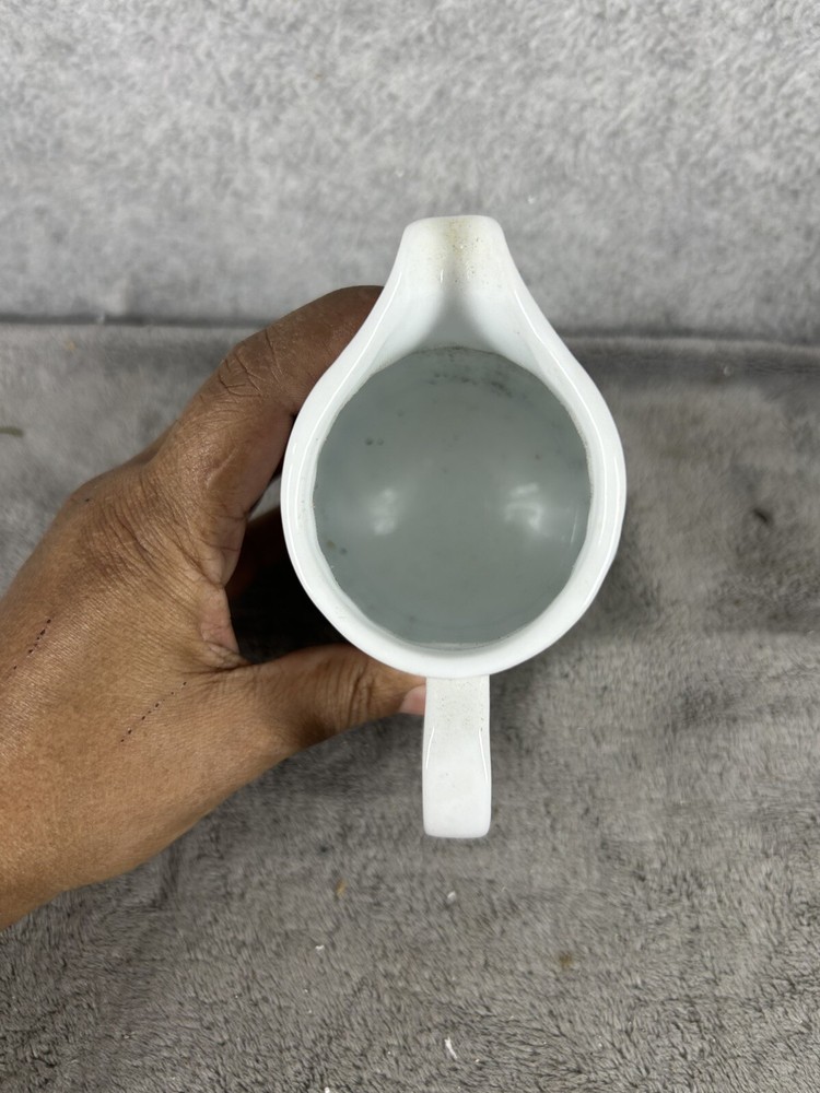 Crate & Barrel White Ribbed Ceramic Mini Pitcher 4” High