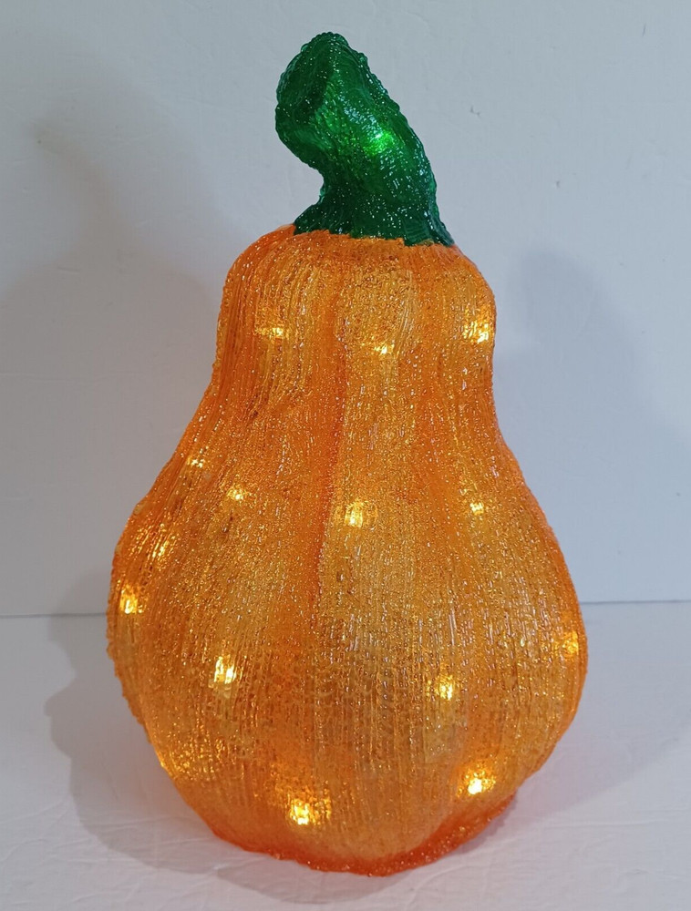14” Elegant Spun Acrylic Led Lighted Halloween Pumpkin With Timer