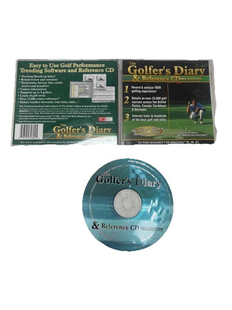 THE GOLFER'S DIARY & REFERENCE CD Pro Edition (1999, Golf, PC Computer CD) C2