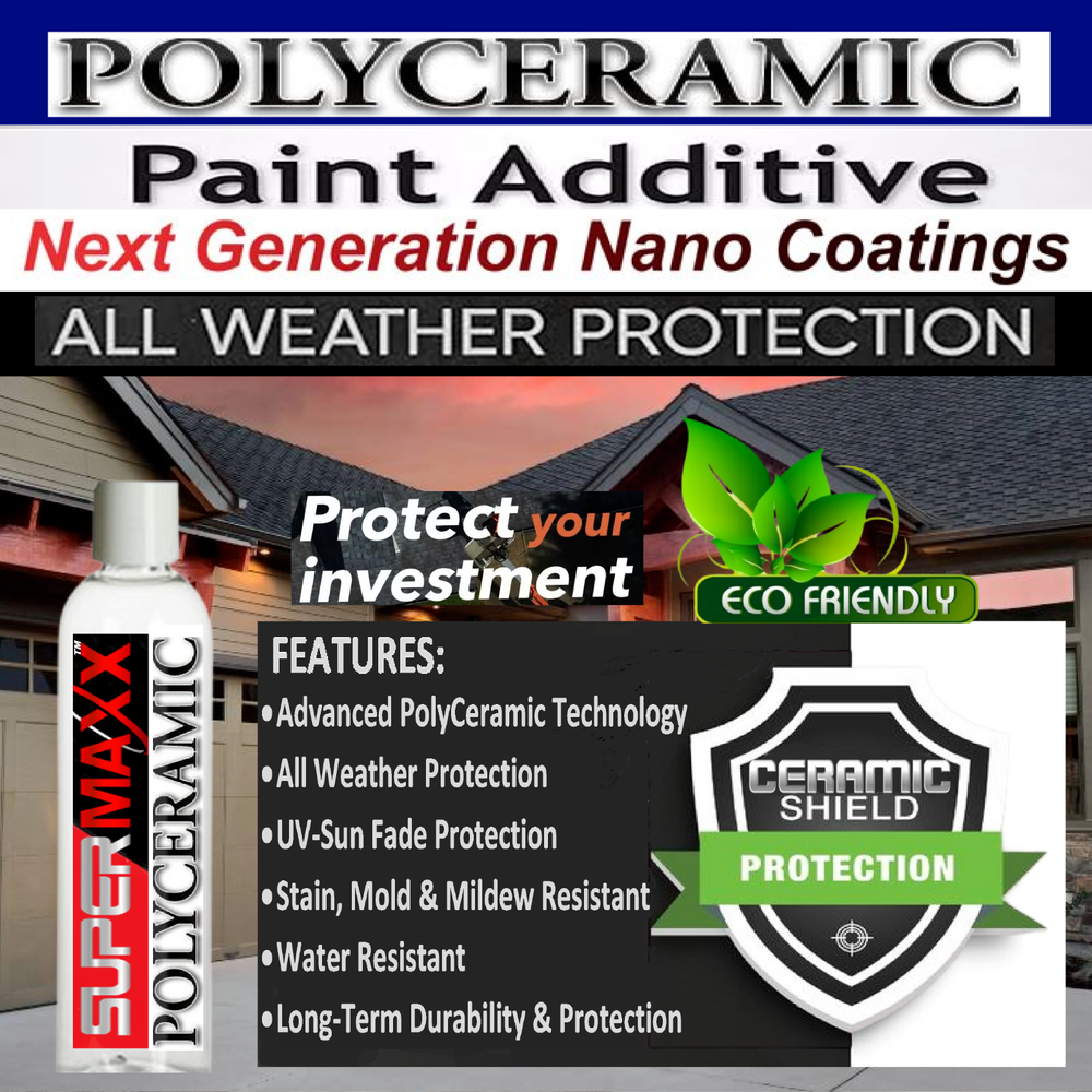 LATEX HOUSE PAINT ADDITIVE PROVIDES LONG TERM POLYCERAMIC PROTECTION "DURABILITY