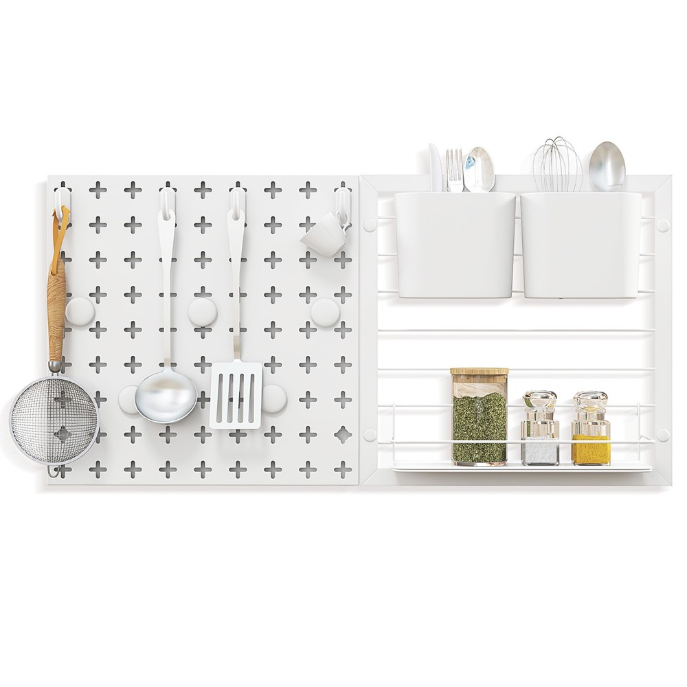 Pegboard Combination Wall Organizer Kit Display Panel Kits w/ Shelf & Hooks