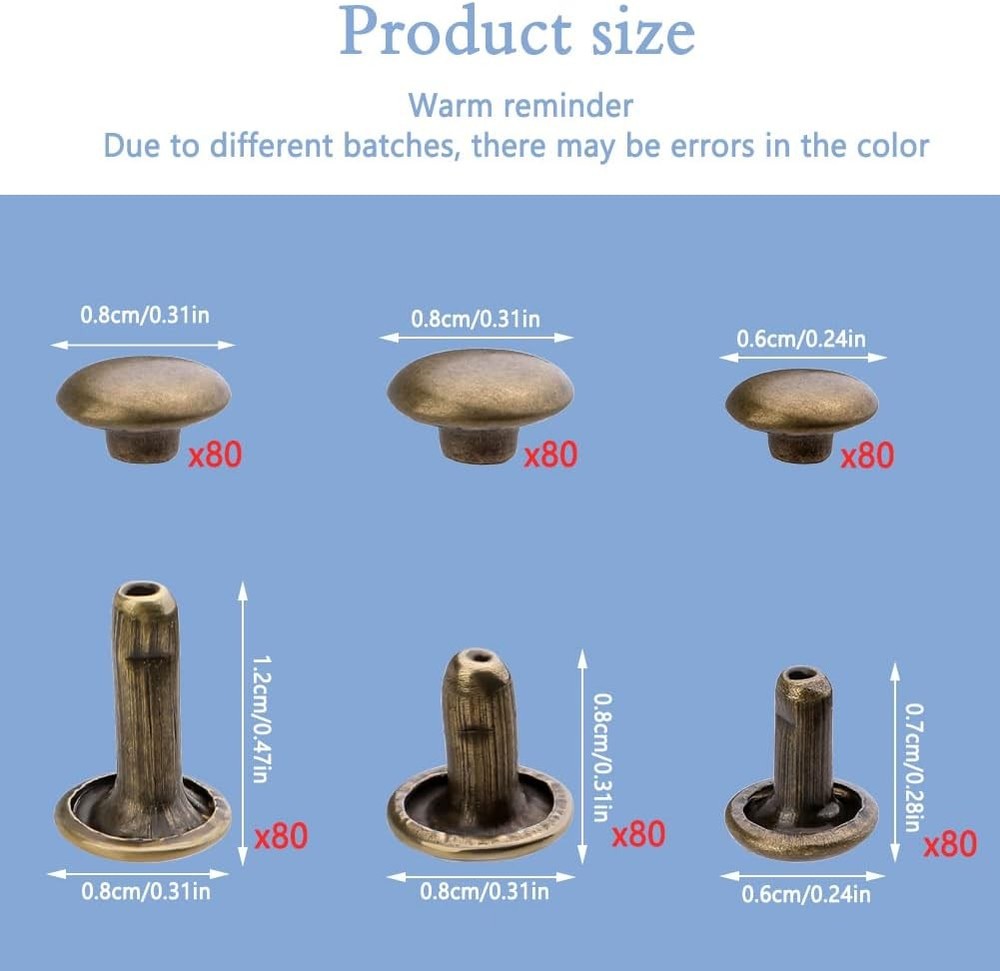 240 Set Leather Craft Double Cap Rivets