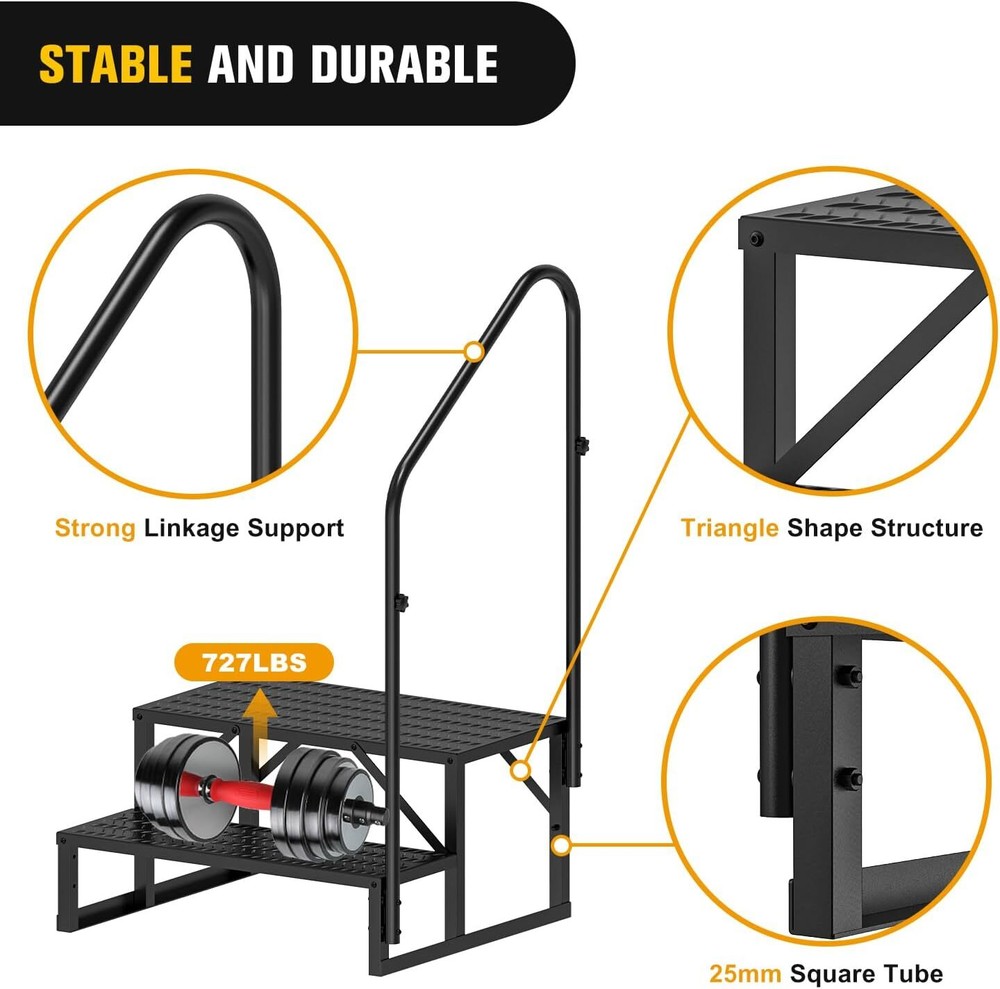 Nilight RV Steps with Handrail 2 Steps Hot Tub Steps Outdoor RV Stairs Step