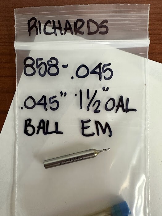 RICHARDS MICRO TOOL 2FL SE CARBIDE ENDMILL 858-.045 .045" 1-1/2"OAL