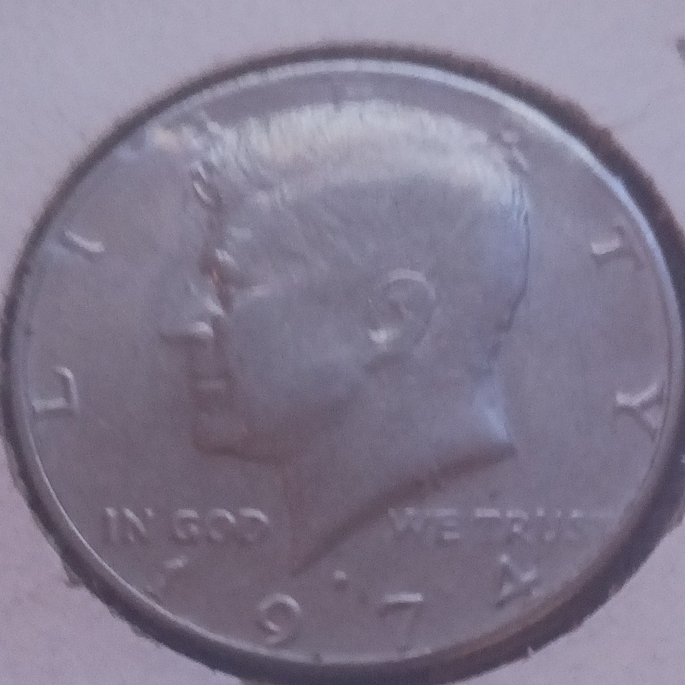 1974 D Kennedy Half Dollar 50 Cent Coin . Missing t .