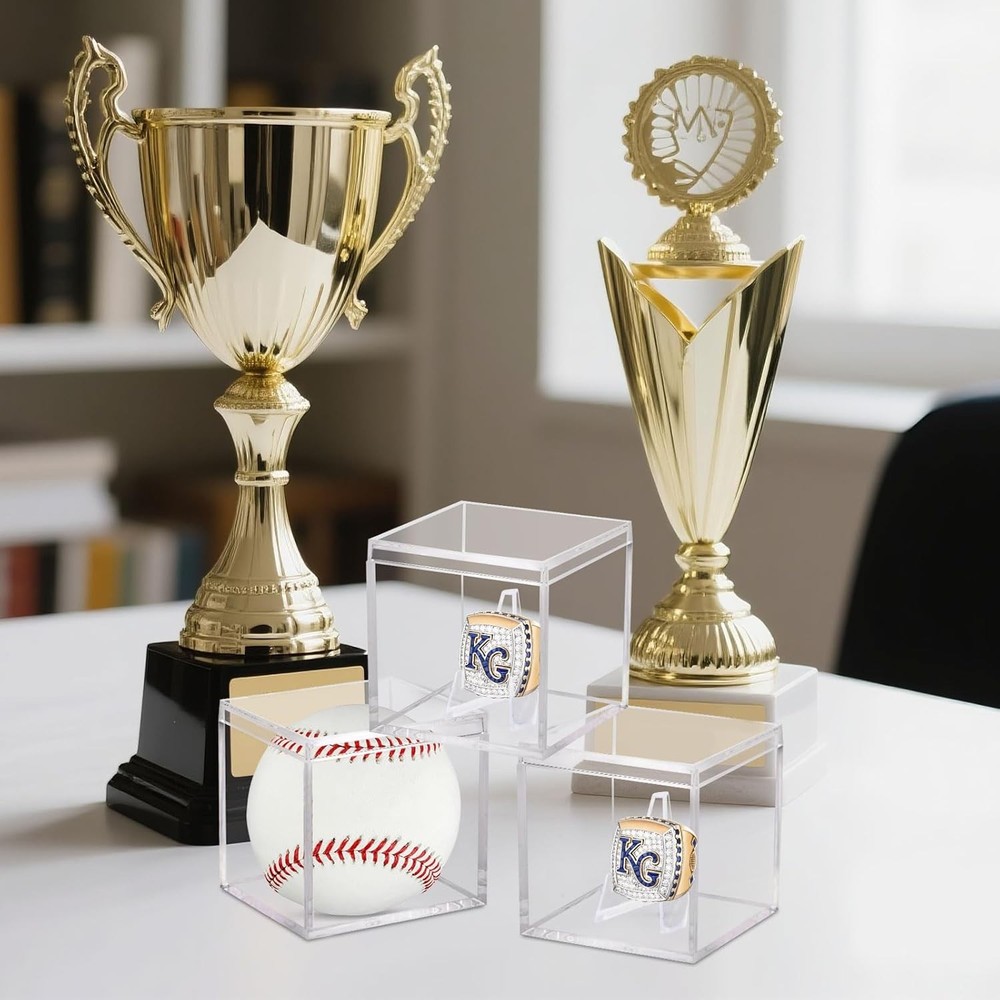6 Pack Championship Ring Display Case Clear Acrylic Mini