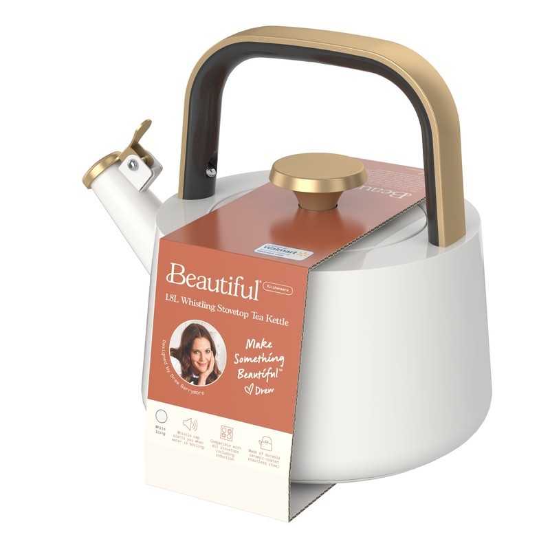 Ceramic Stovetop Kettle 1.8L Whistle Induction Durable Stainless Steel New