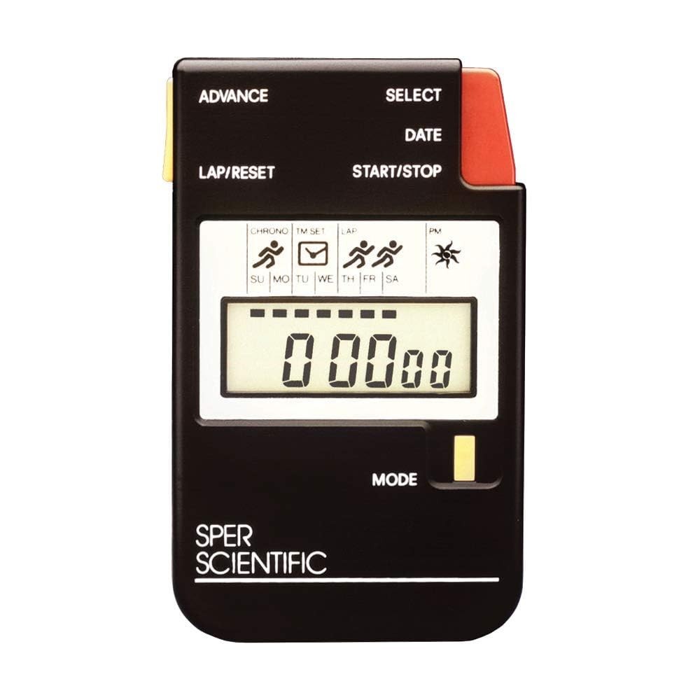 Sper Scientific Large Display Digital Stopwatch with Clock 1 Pack, Black