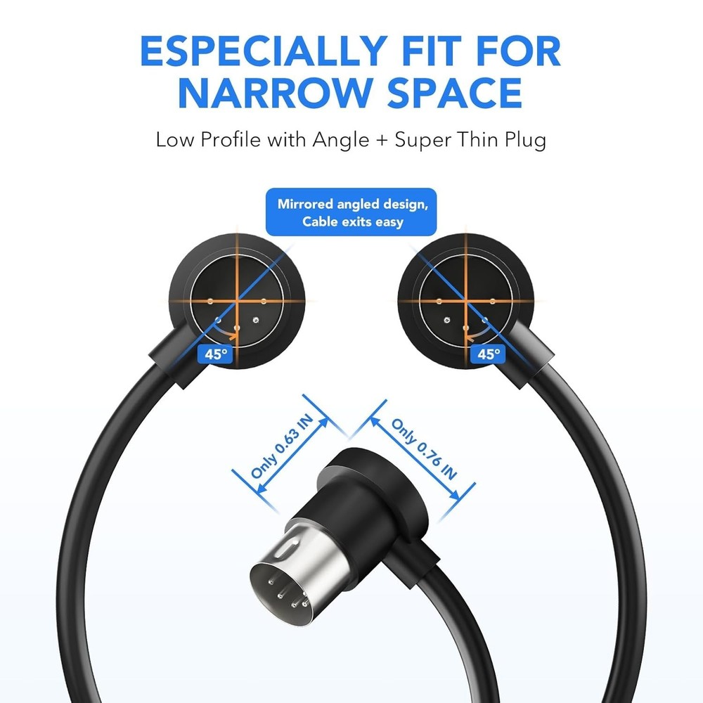 4 Pack Premium Right Angle MIDI Cable 2FT, Low Profile for Saving Space MIDI Cab