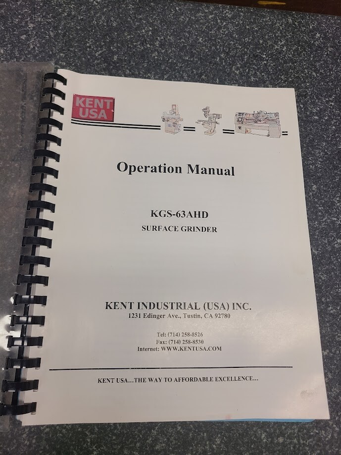 KENT KGS-63AHD SURFACE GRINDER OPERATING MANUAL