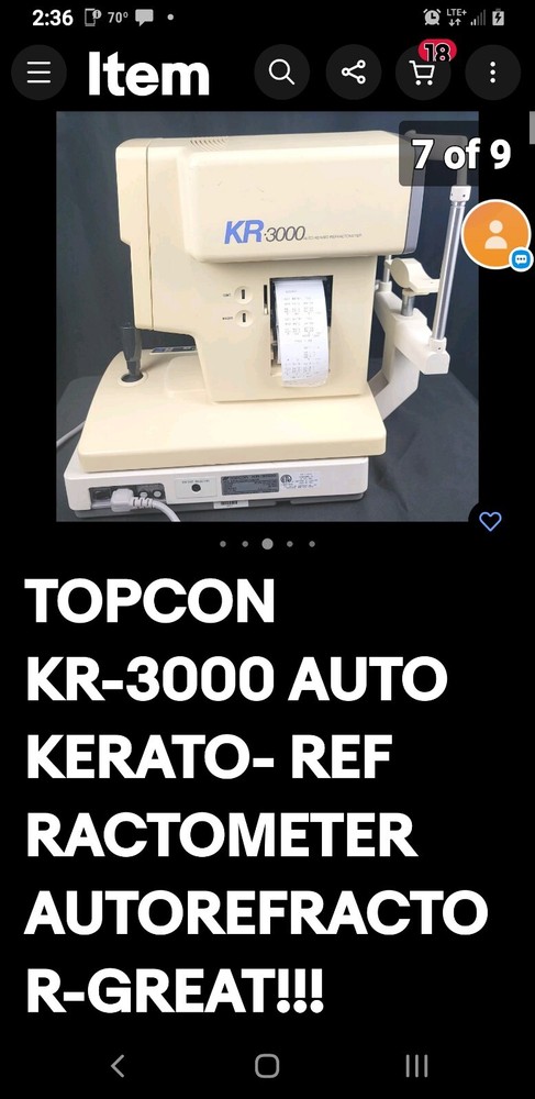TOPCON KR-3000 AUTO KERATO- REFRACTOMETER AUTOREFRACTOR-GREAT!!!