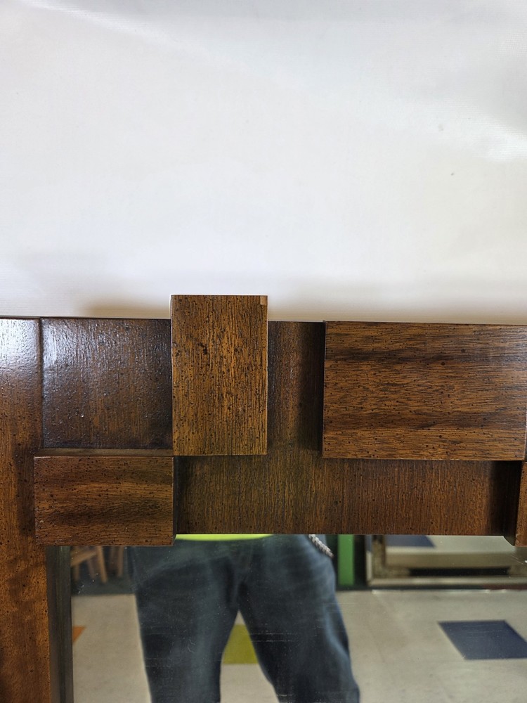 Vintage Lane Brutalist Walnut Wall Mirror