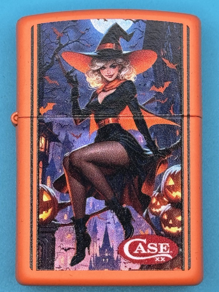 Case Witch Design 1 Orange Matte Zippo Lighter NEW