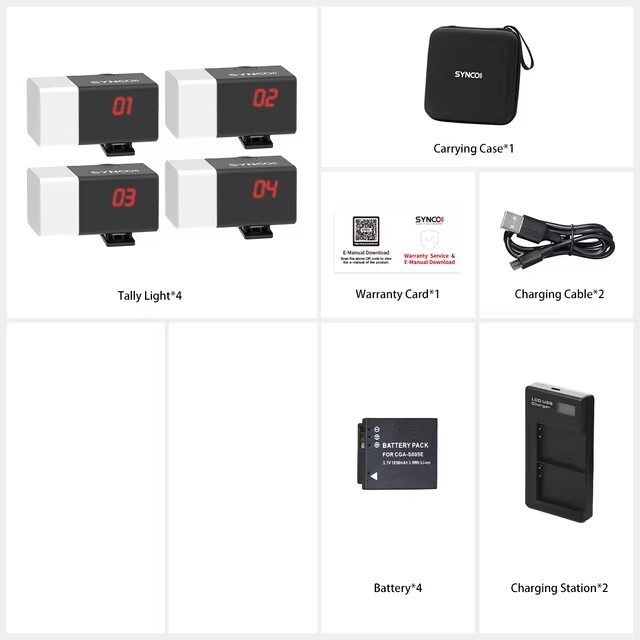 4x SYNCO Camera Eye CE3 Wireless Tally Light System 1000m Switcher Transmitter