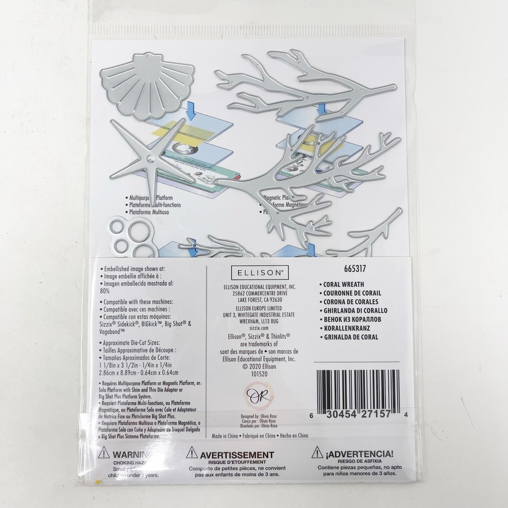 Sizzix Thinlits Cutting Dies Coral Wreath Beach Ocean Bundle & Oil Pastels NEW