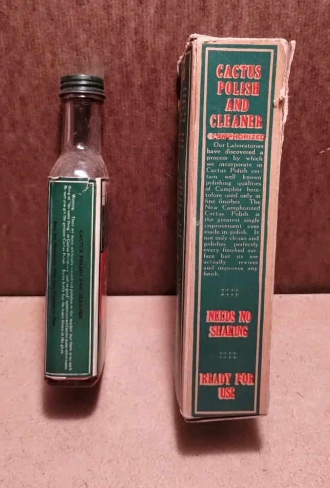 1920'S CACTUS POLISH & CLEANER BOTTLE & BOX
