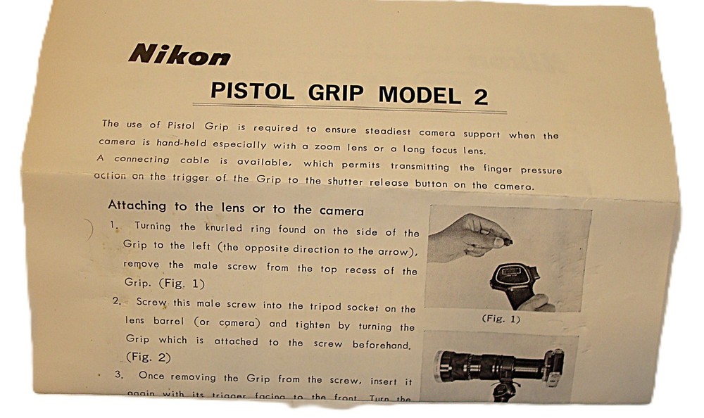 NIKON PISTOL GRIP MODEL 2 W/CABLE RELEASE/BOXES/INSTRUCTIONS NEVER USED