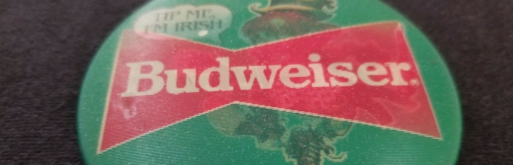 Vintage Budweiser Leprechaun Lenticular Pinback Button - 3" Diameter