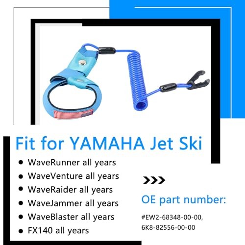 Jet Ski Kill Switch Lanyard Compatible with Yamaha Cut Off Tether Replace Blue