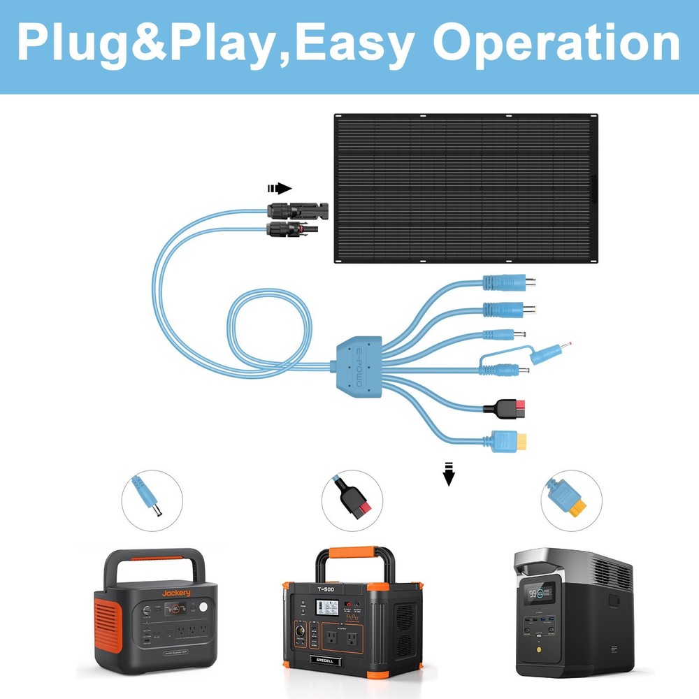 E-POWO Universal Solar Panel Adapter Cable for Jackery EcoFlow Power Station
