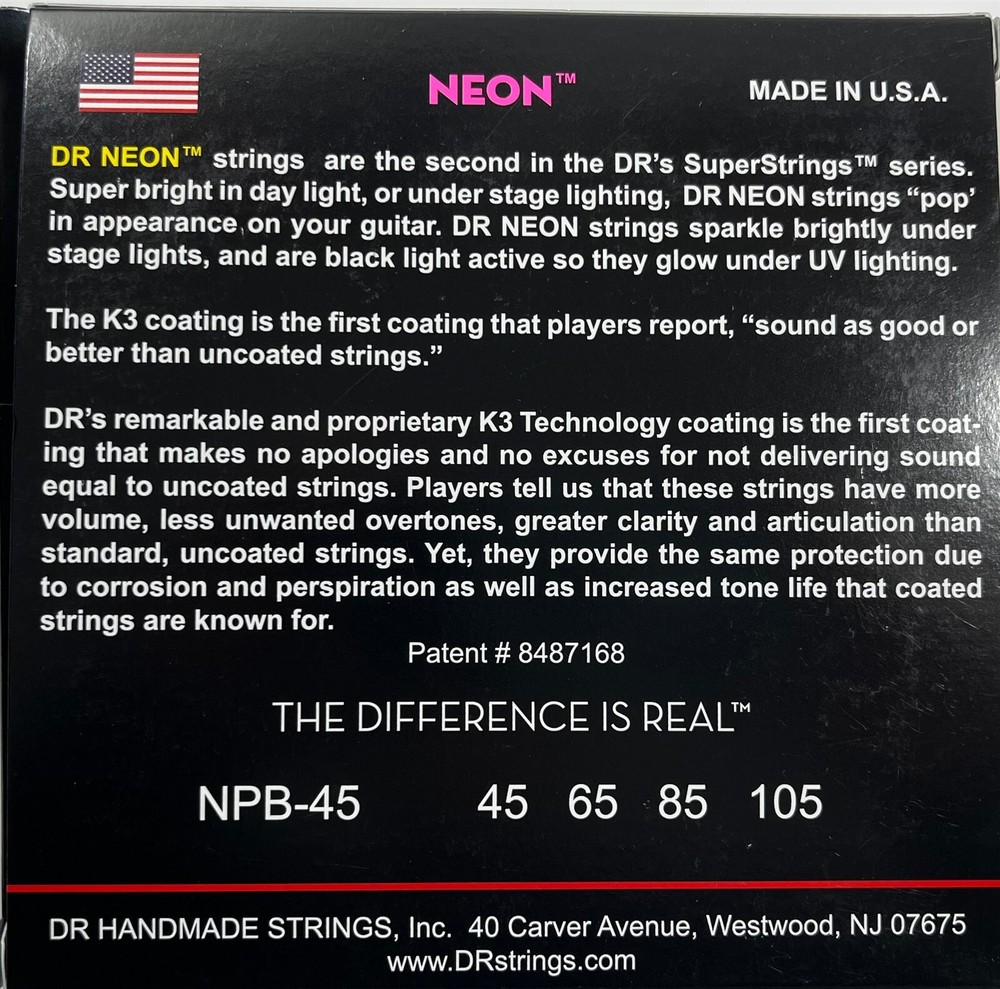 DR Bass Strings Neon Pink NPB-45 45-105 Medium