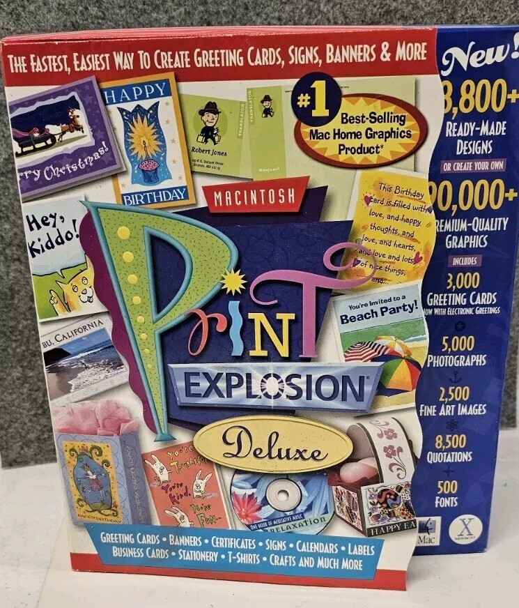 Print Explosion Deluxe Software For MAC Custom Design Cards Signs Banners & More
