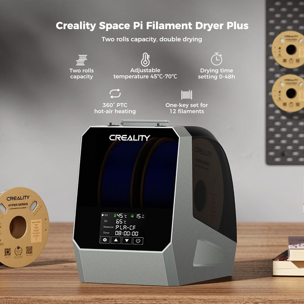 Creality Space Pi Filament Dryer Plus, 2 Spool Capacity, Pi, gray