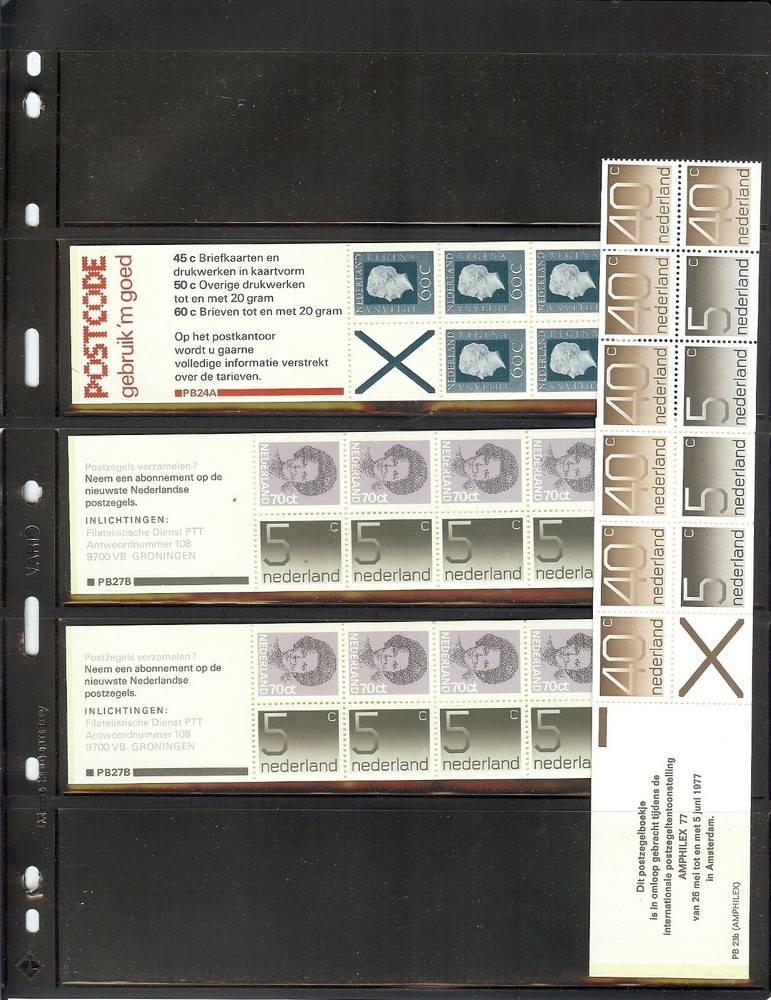 1970's Netherlands Booklets Scott #465a, 621a & 536d - Mint Never Hinged