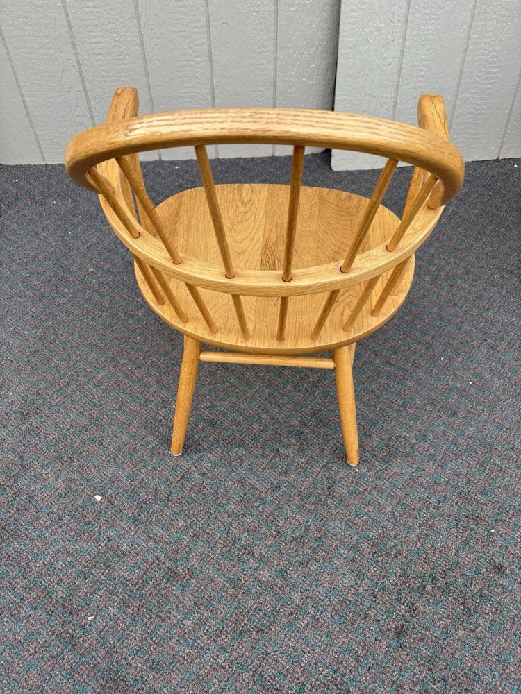 67248 Set 4 Solid Oak Windsor Dining Armchairs Chair s