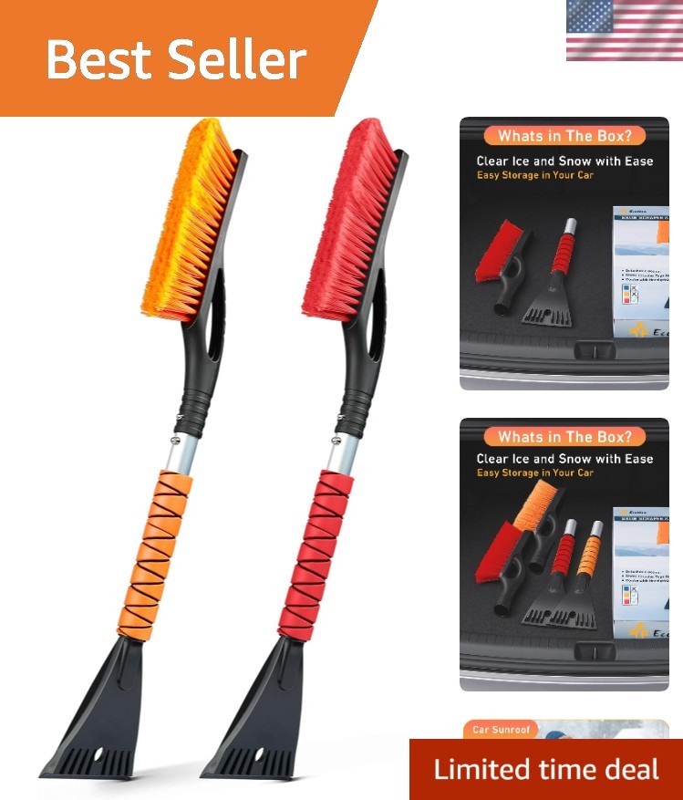 27'' Ergonomic Snow Brush & Ice Scraper Set - Durable, Compact & Lightweight