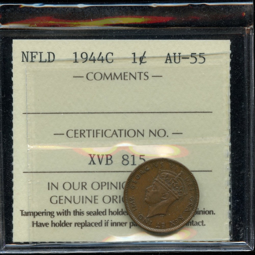 1944c Newfoundland One Cent - ICCS AU-55