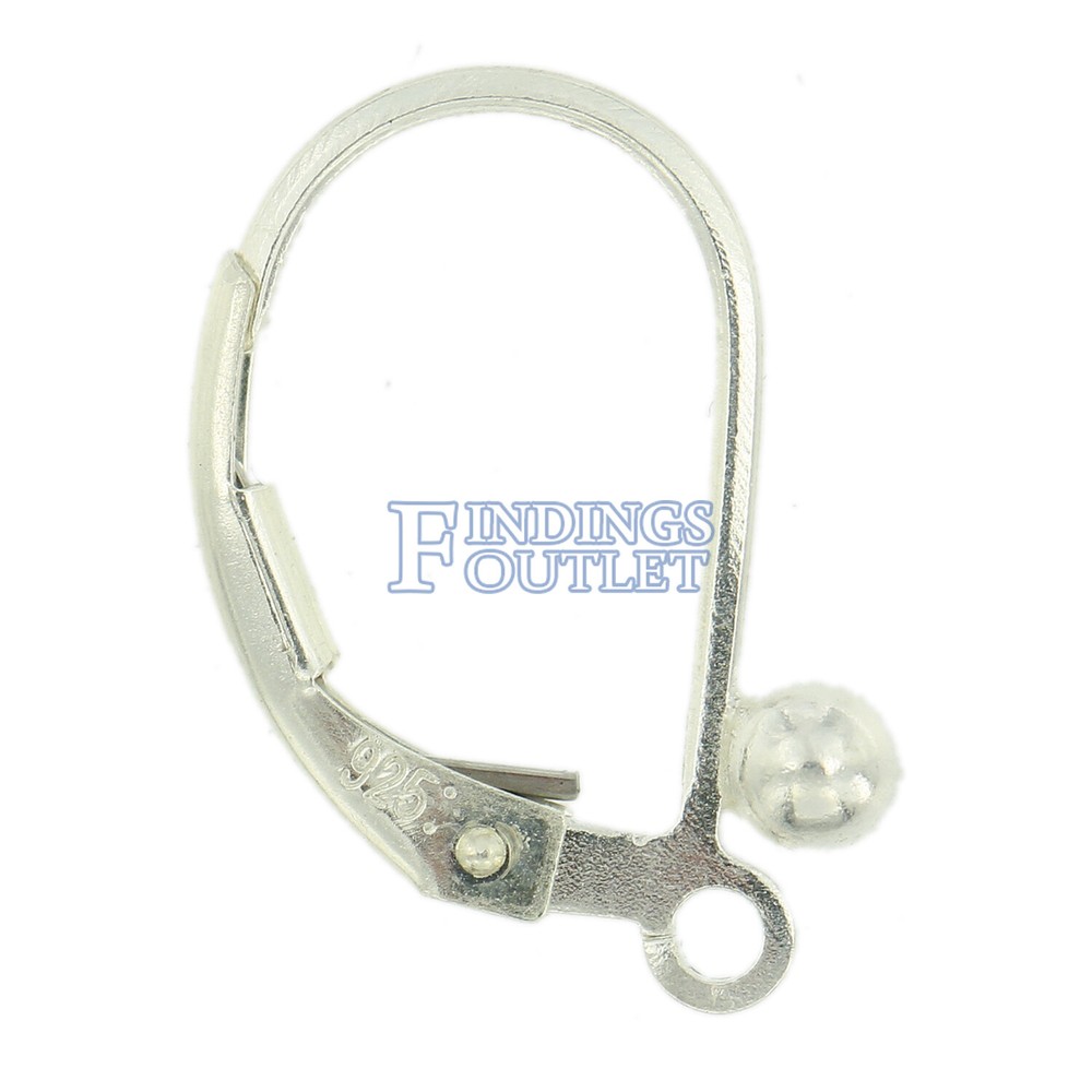 Sterling Silver 925 Leverback Earring Mounting Dangling Setting Loop & 3mm Ball