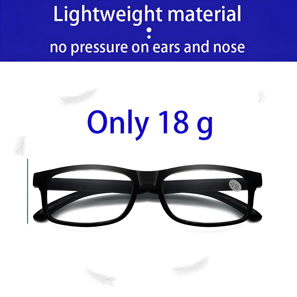 4 PK Mens Rectangular Blue Light Blocking Reading Glasses Spring Hinge Readers