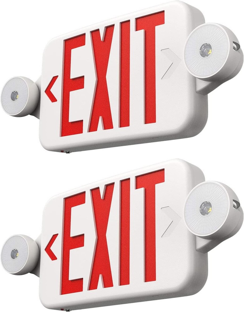2 Pack LED Exit Sign Emergency Light Compact Combo UL listed Battery Backup(red)