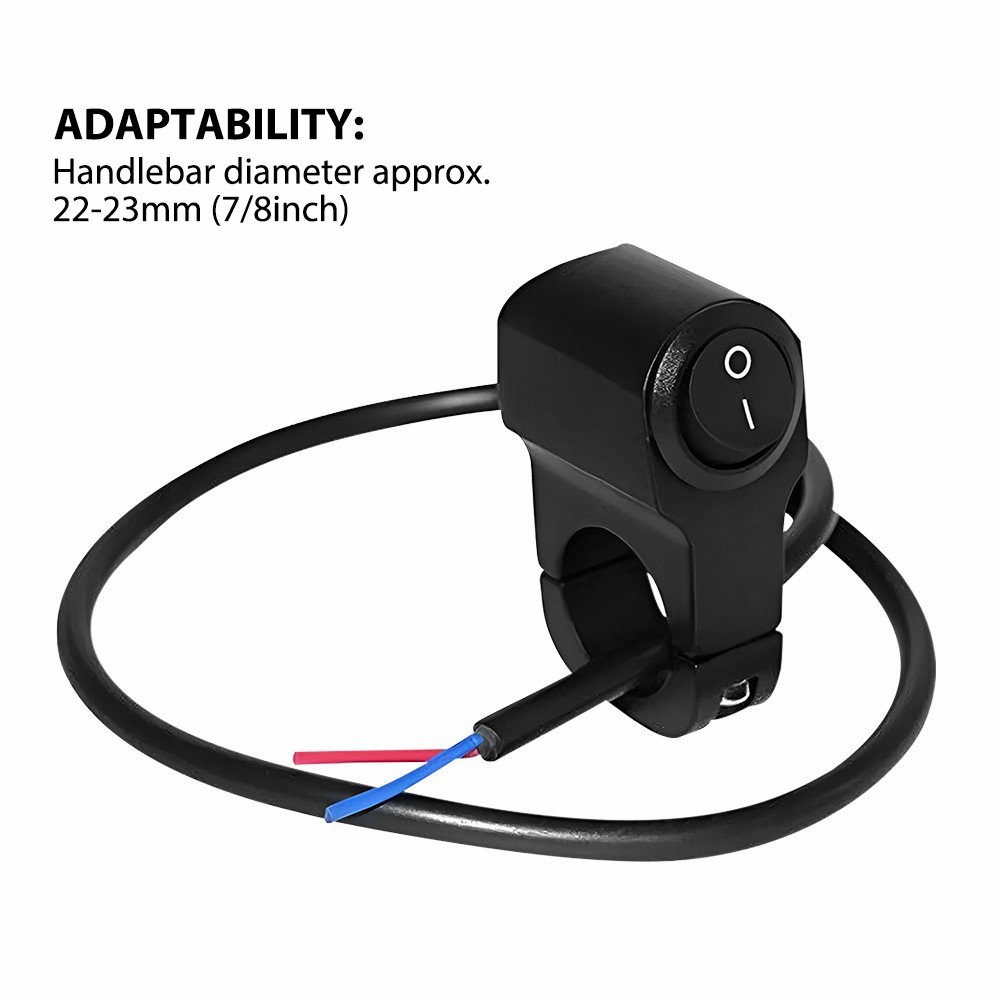 Handlebar Switch 12V Black Fit 7/8" (22mm) Handlebar Button ON OFF Switch AUXITO