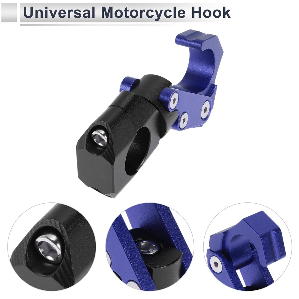 Aluminum Alloy Motorcycle Rectangular Hook With Hex Wrench 1 Set Blue