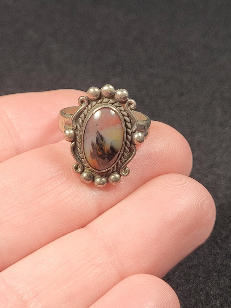Sterling Silver Bell Trading Post Agate Ring I-12782