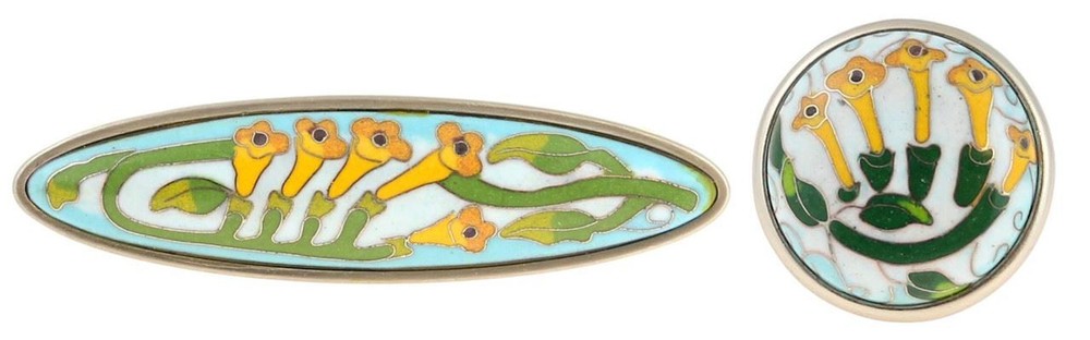 3" Cloisonné Honeysuckle Pull Brushed Satin Pewter