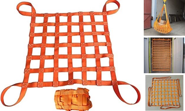 Flat Nylon Sling Hoisting Net, Loading and Unloading Heavy Objects 10cm Square