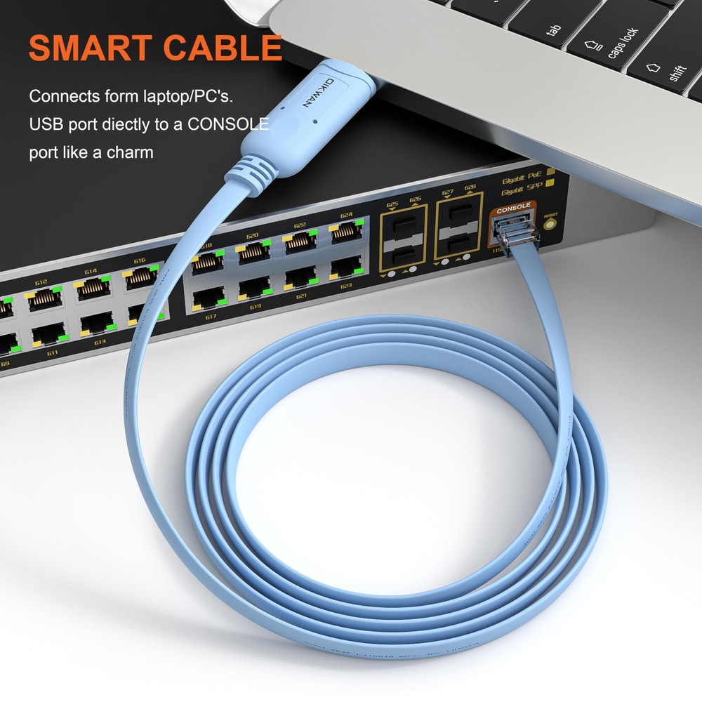 OIKWAN USB Console Cable,USB to RJ45 Cable for Cisco 6 ft, Blue