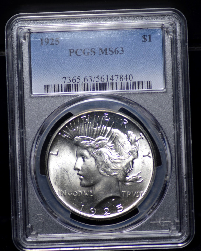 1925 PEACE DOLLAR PCGS MS 63 EXCELLENT STRIKE, LUSTER, AND SURFACE QUALITY FOR