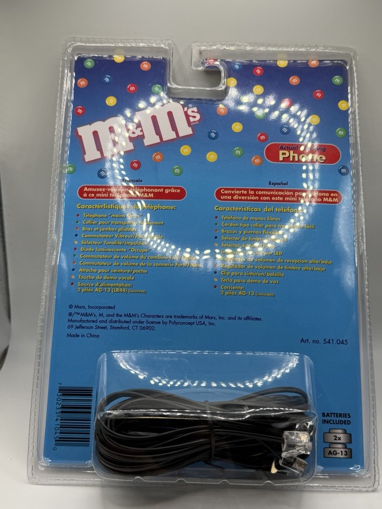 VINTAGE M&M PHONE Sealed Package Has Break In Plastic
