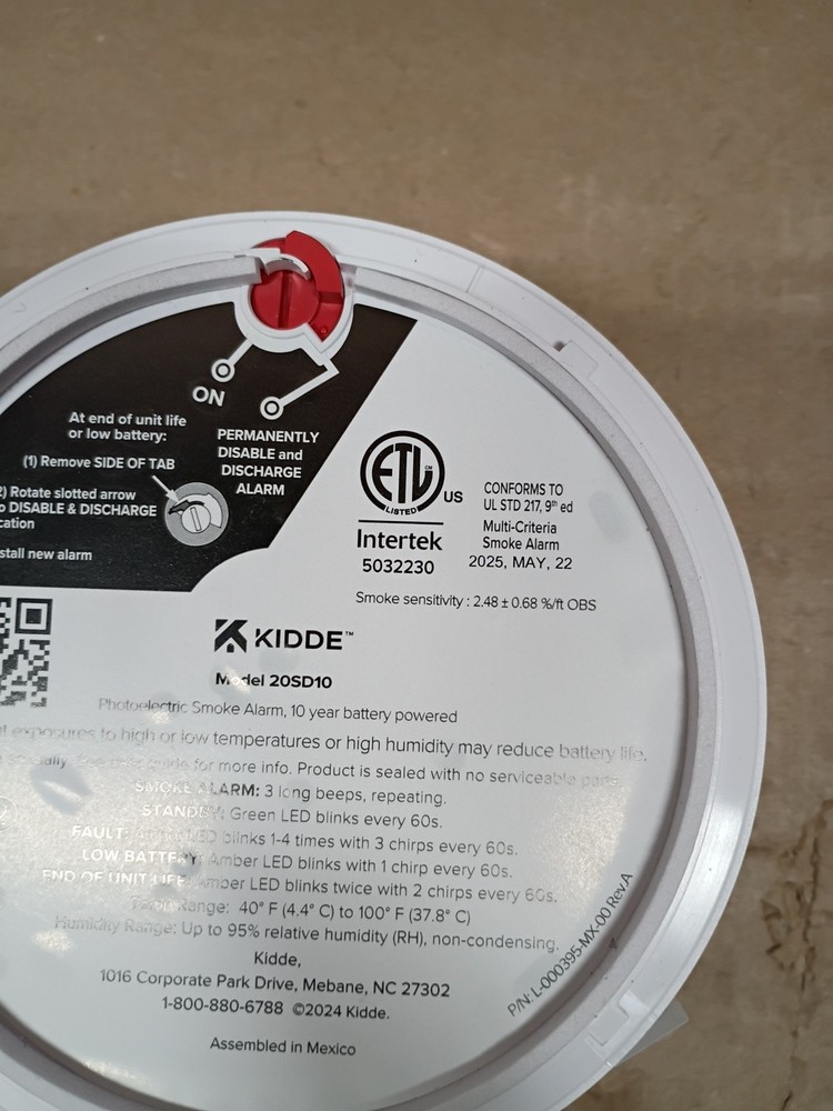 Kidde Smoke Detector Battery Powered LED Warning Light Indicators , 20SD10