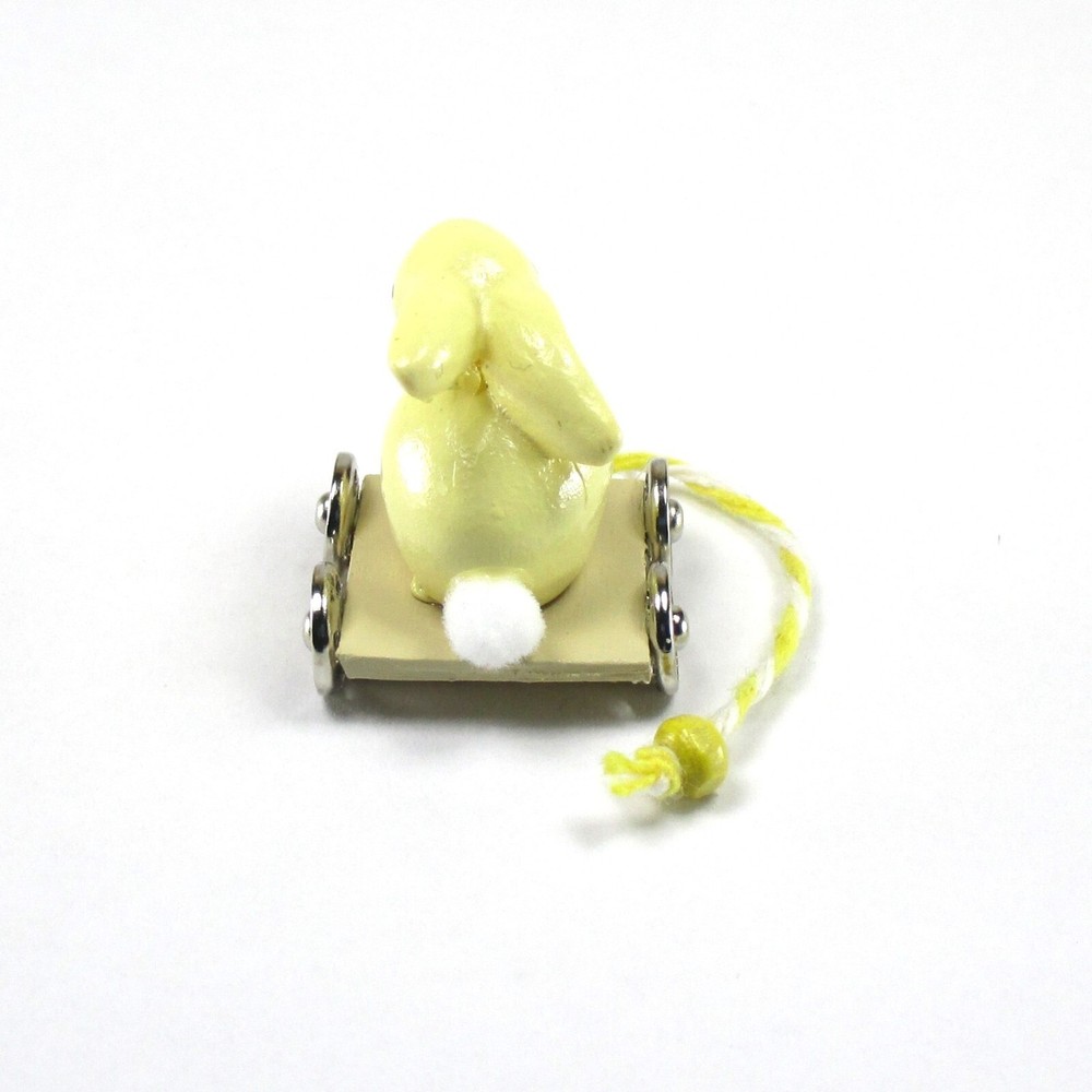 WMH Dollhouse Miniature Easter /Nursery Bunny Pull Toy - Yellow