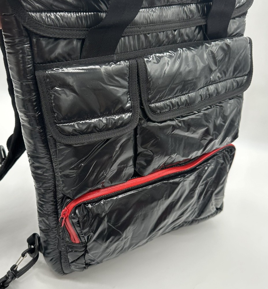 iSkin Collaboration DUCATI Black Redline Nylon Backpack Multi with Pockets Bag