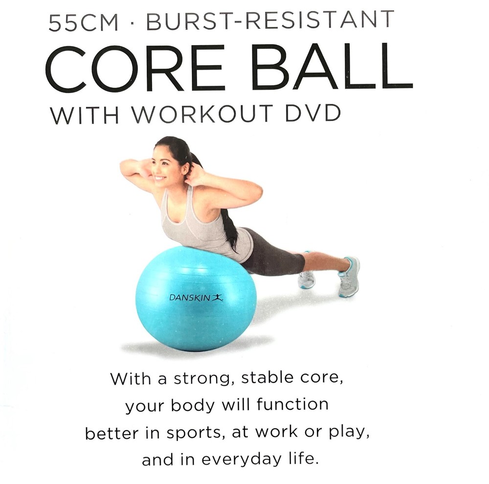 Danskin Burst Resistant Core Ball 55cm Mint - Includes Workout DVD - New in Box