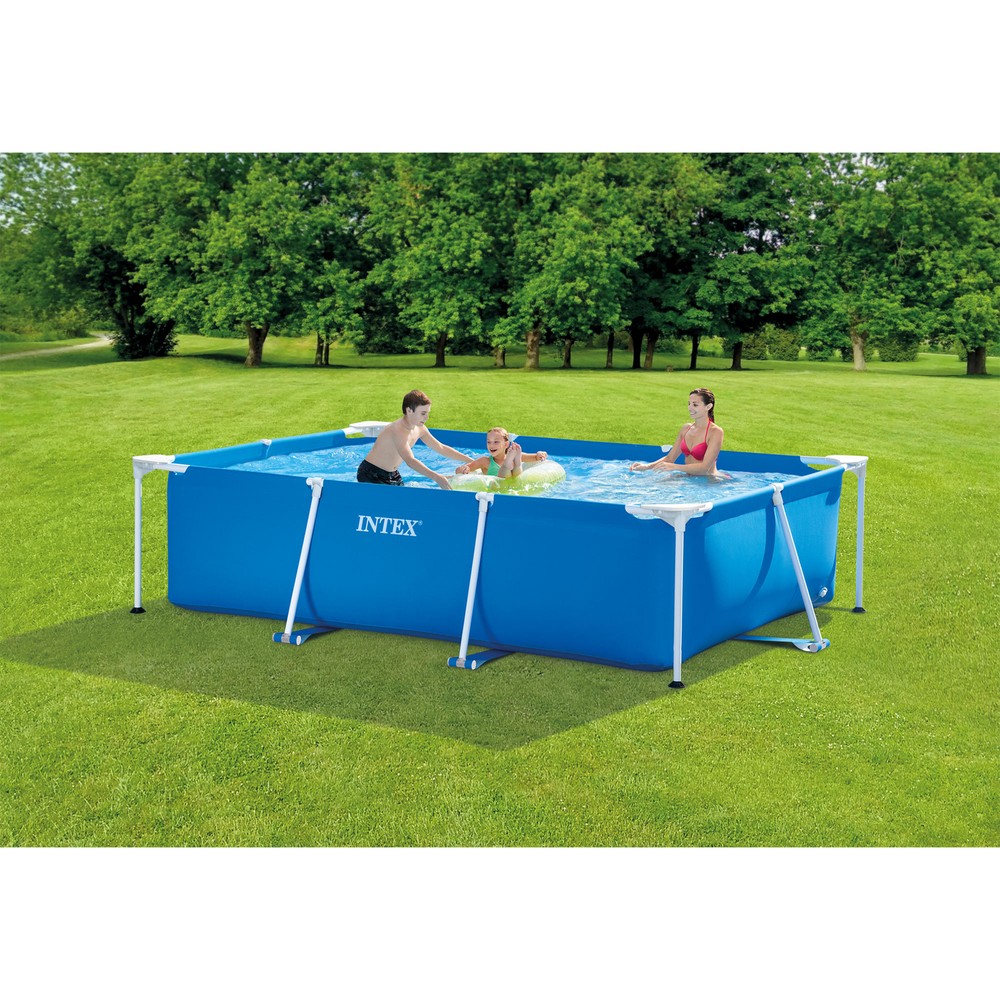 Intex 9.8ft x 6.5ft x 29.5in Rectangular Frame Above Ground Pool Blue (Open Box)