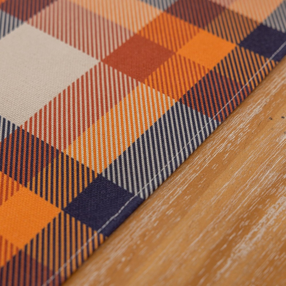Fall Table Runner Plaid Checkered Pattern Thanksgiving Autumn Harvest Cloth D...