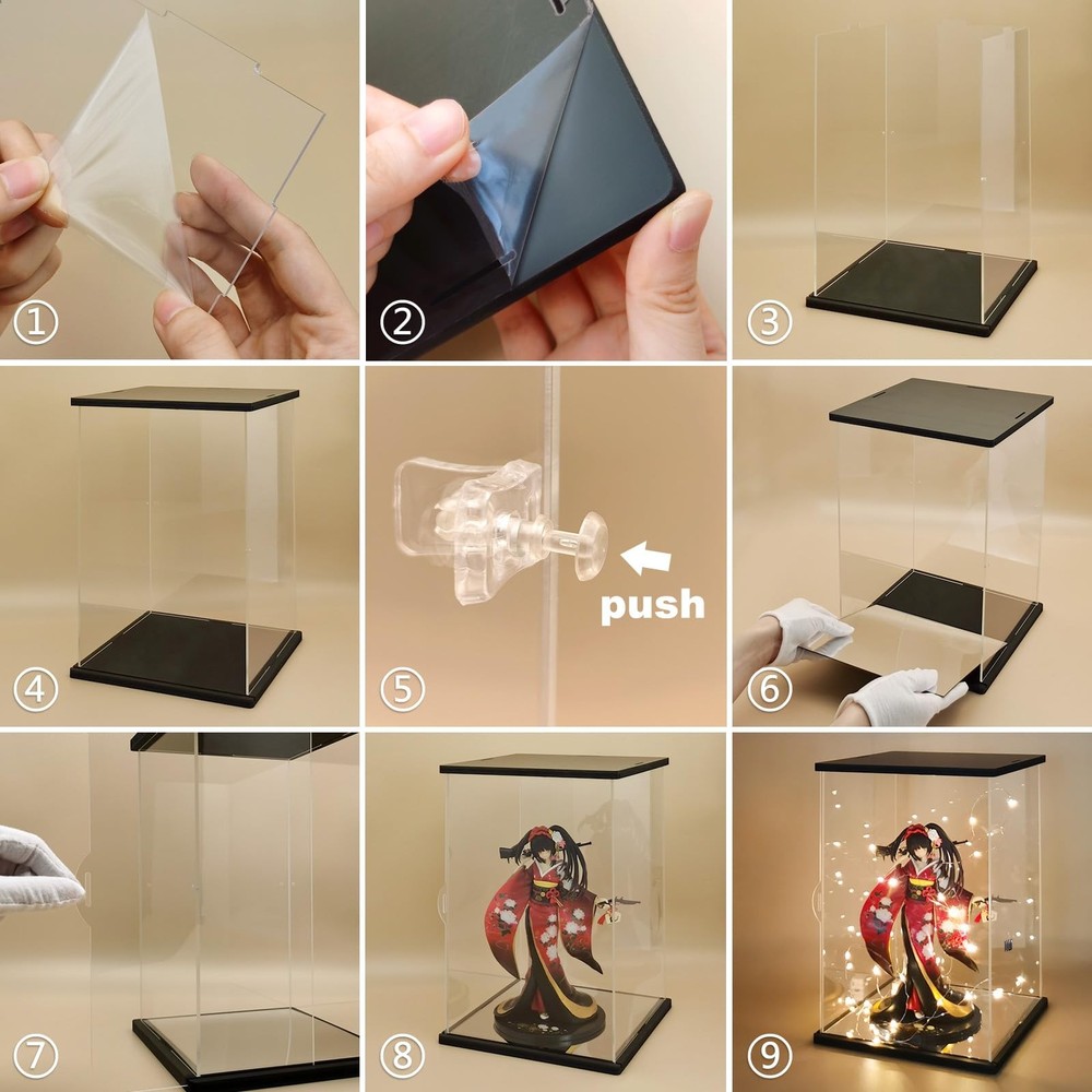 NONEMEY Clear Acrylic Display Case with Remote Control Light for 400% Bearbrick,